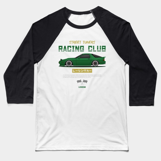 Midnight Racer Green FC3S RX7 JDM Baseball T-Shirt by GoldenTuners